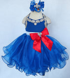 Custom Made Toddler Royal Baby Doll Pageant Dress with Hair Bow - ToddlerPageantDress