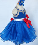 Custom Made Toddler Royal Baby Doll Pageant Dress with Hair Bow - ToddlerPageantDress