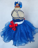 Custom Made Toddler Royal Baby Doll Pageant Dress with Hair Bow - ToddlerPageantDress