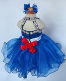 Custom Made Toddler Royal Baby Doll Pageant Dress with Hair Bow - ToddlerPageantDress