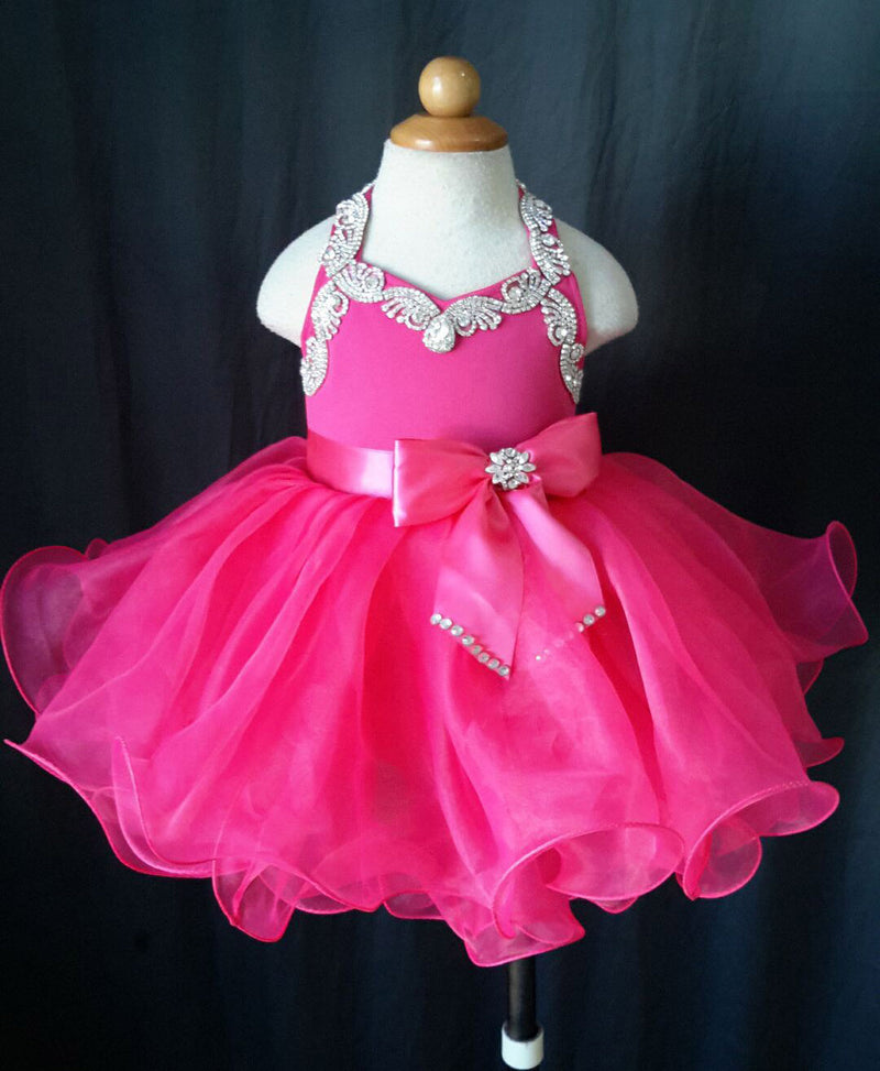 Custom Made Infant Fuchsia Baby Doll Pageant Dress - ToddlerPageantDress