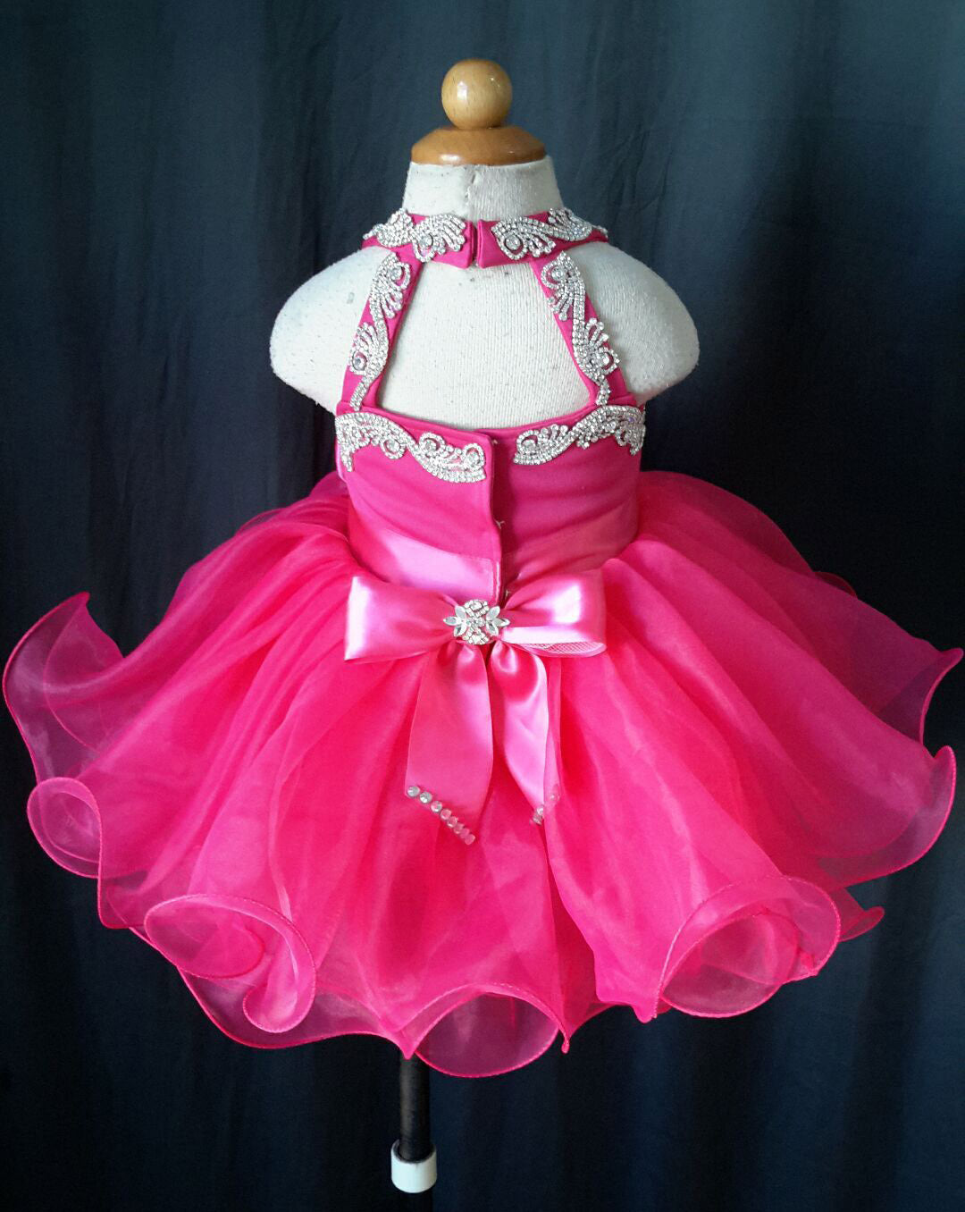 Custom Made Infant Fuchsia Baby Doll Pageant Dress - ToddlerPageantDress