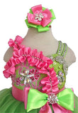 Charming Beaded Bodice Little Girl/Baby Girl/Kids/Toddler Pageant Dress With Hair bow - ToddlerPageantDress