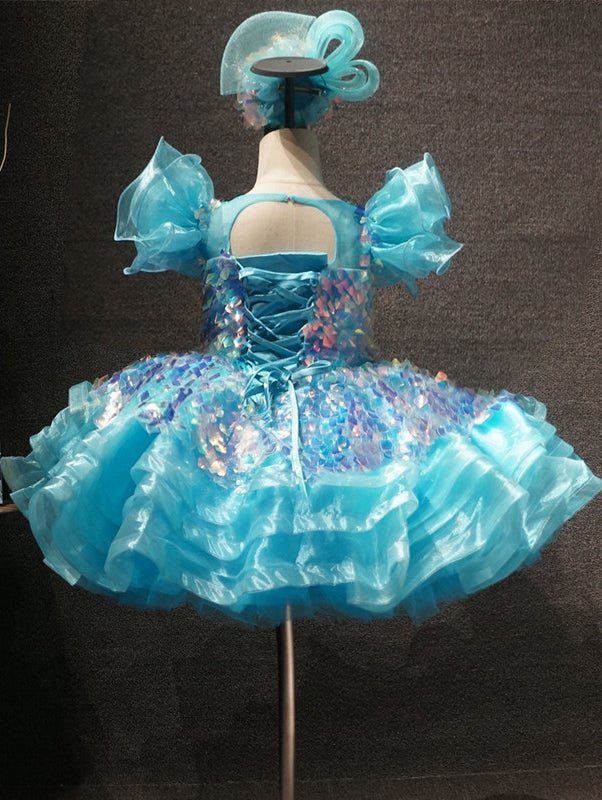 Glitz Beaded Bodice Baby Girl Pageant Dress with Hair bow - ToddlerPageantDress