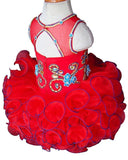 Glitz Beaded Bodice Little Girl/Toddler/Baby Red Pageant Dress - ToddlerPageantDress