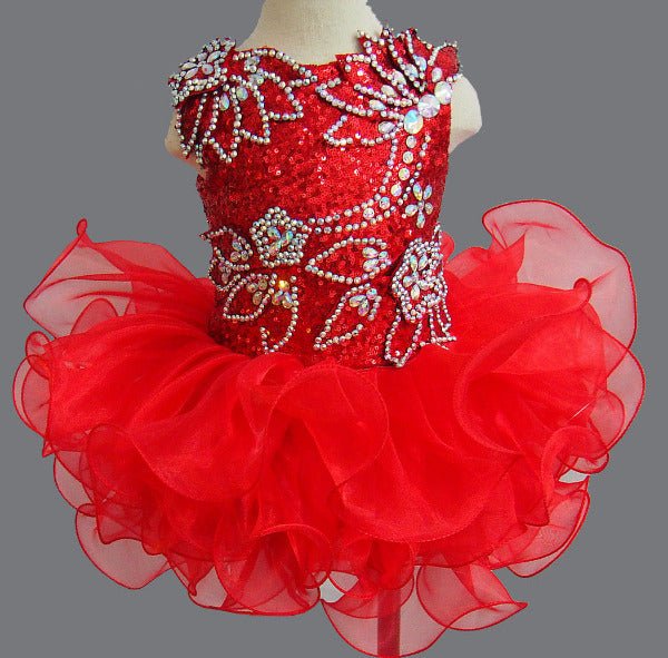 Glitz Beaded Bodice Little Miss/baby Girl/Toddler Red Cupcake Pageant ToddlerPageantDress Glitz Beaded Bodice Little Miss/baby Girl/Toddler Red Cupcake Pageant ToddlerPageantDress