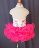 Halter Beaded Bodice Little Girl Cupcake Pageant Dress - ToddlerPageantDress