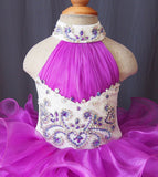 Halter Beaded Bodice Little Girl/Baby Miss/Baby Girl Cupcake Pageant Dress - ToddlerPageantDress