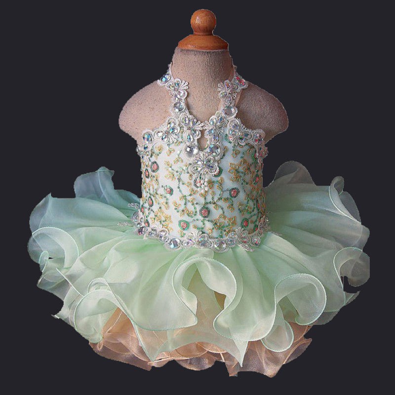 Halter Lace Beaded Newborn Cupcake Pageant Dress G040 - 8 - ToddlerPageantDress
