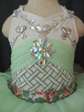 Halter V Neck Beaded Embroidery Bodice Baby Girl Pageant Dress - ToddlerPageantDress