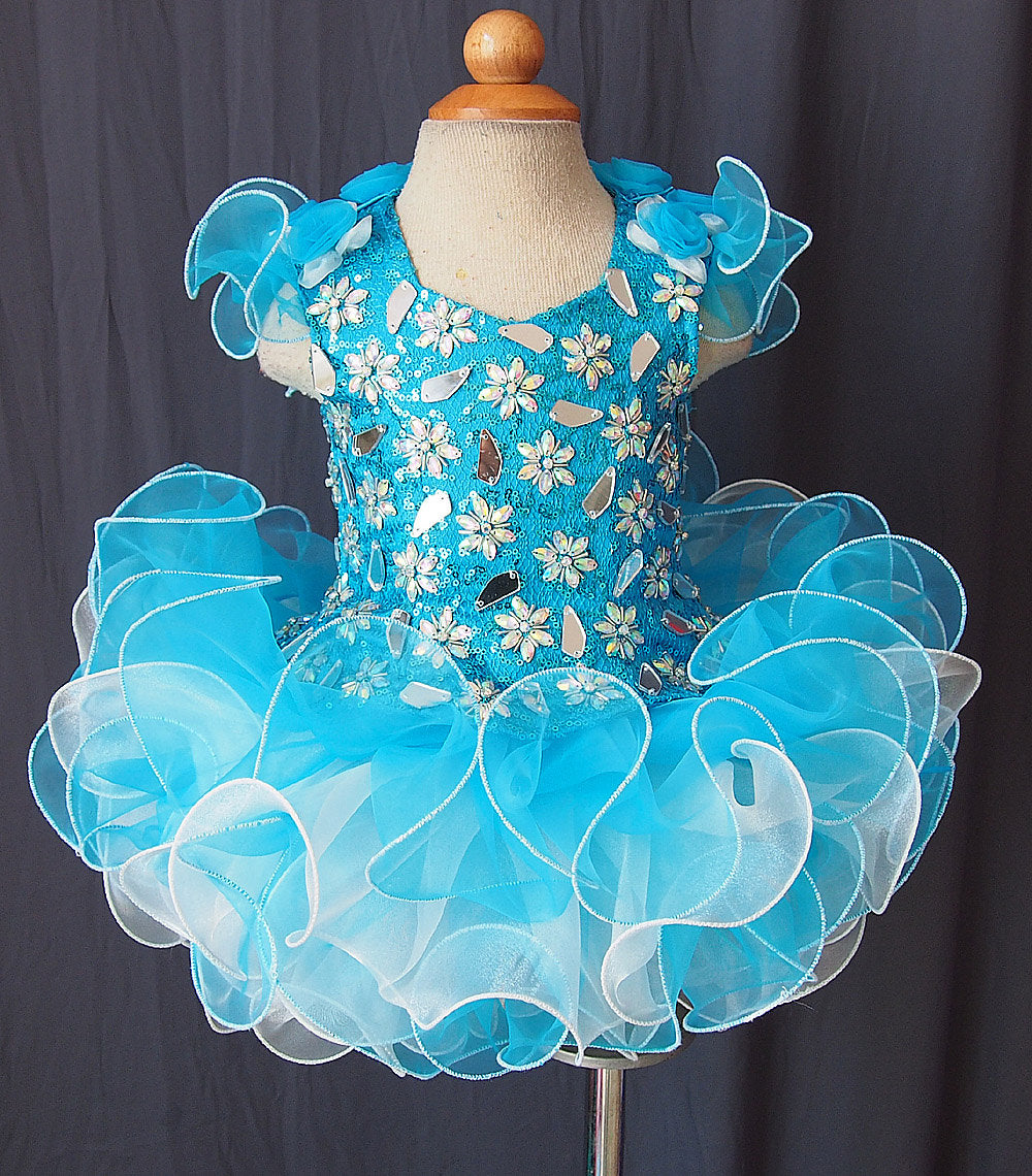 Glitz Beaded Sequins Bodice Baby Miss Pageant Dress - ToddlerPageantDress