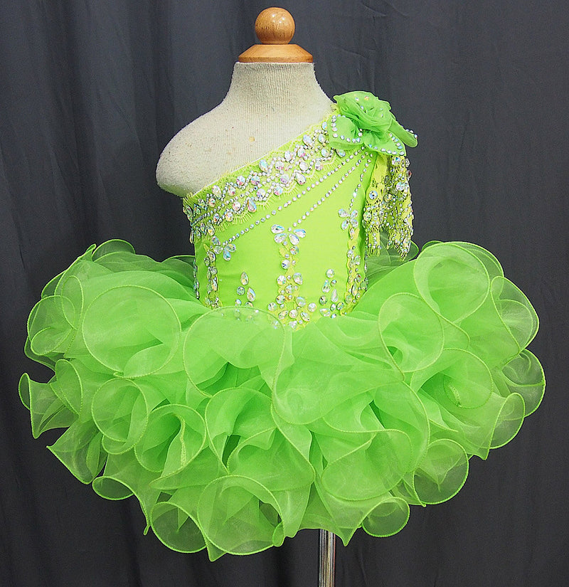 One Shoulder Toddler/Baby Girl Glitz Cupcake Pageant Dress - ToddlerPageantDress