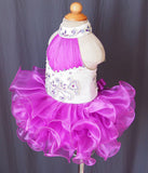 Halter Beaded Bodice Little Girl/Baby Miss/Baby Girl Cupcake Pageant Dress - ToddlerPageantDress
