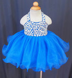 16 Colors Halter Beaded Bodice Infant Baby Doll Pageant Dress - ToddlerPageantDress