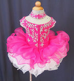 Halter Beaded Bodice Little Girl/Baby Girl Glitz Pageant Dress - ToddlerPageantDress