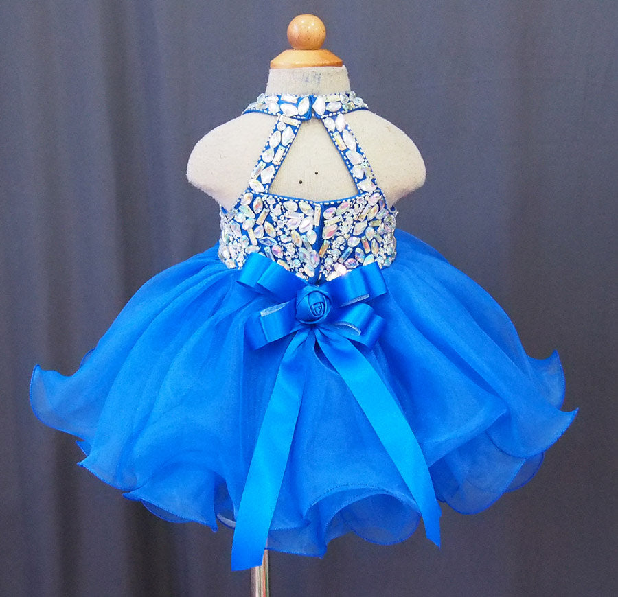 16 Colors Halter Beaded Bodice Infant Baby Doll Pageant Dress - ToddlerPageantDress