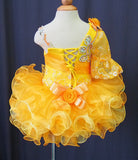 One Shoulder Glitz Baby Girl Cupcake Pageant Dress - ToddlerPageantDress