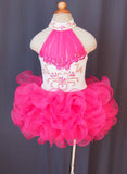 Halter Beaded Bodice Little Girl Cupcake Pageant Dress - ToddlerPageantDress