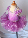 Halter Beaded and Sequins Off the Shoulder Cupcake Pageant Dress - ToddlerPageantDress