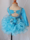 One Sleeve Glitz Beaded and Lace Cupcake Pageant Dress For Little Girls - ToddlerPageantDress