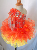 One Shoulder Beaded Bodice Little Miss/Baby Girl/Baby Miss Pageant Dress - ToddlerPageantDress