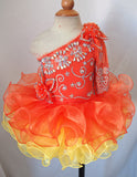 One Shoulder Beaded Bodice Little Miss/Baby Girl/Baby Miss Pageant Dress - ToddlerPageantDress