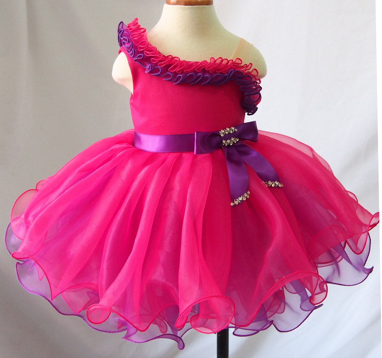 One Shoulder Toddler/Infant/Child Natural Baby Doll Pageant Dress - ToddlerPageantDress