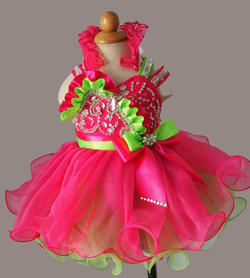 Halter Beaded Bodice Little Miss/Little Girl Baby Doll Pageant Dress - ToddlerPageantDress