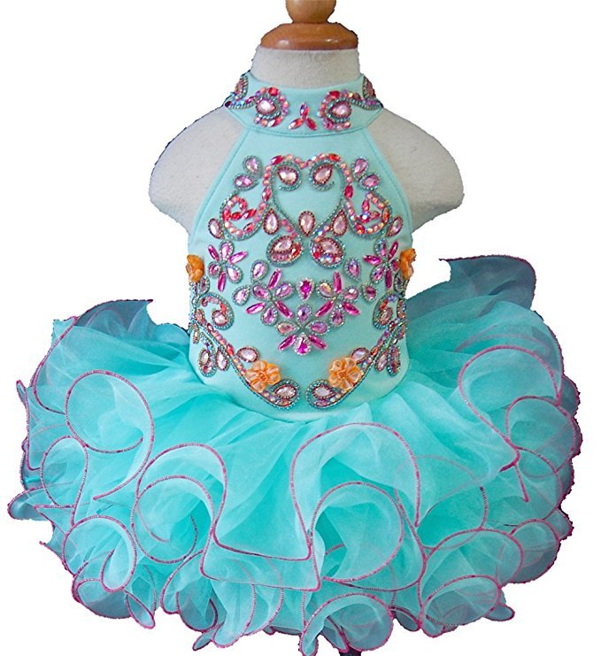 Jennifer Wu Halter Cupcake Pageant Dress With Hair bow - ToddlerPageantDress