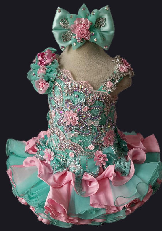 Nobler Toddler/Baby Girl/Infant/ Charming Cupcake Pageant Dress With Hair Bow - ToddlerPageantDress