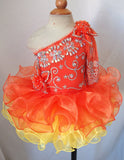 One Shoulder Beaded Bodice Little Miss/Baby Girl/Baby Miss Pageant Dress - ToddlerPageantDress