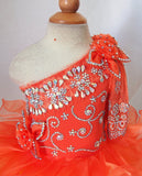 One Shoulder Beaded Bodice Little Miss/Baby Girl/Baby Miss Pageant Dress - ToddlerPageantDress