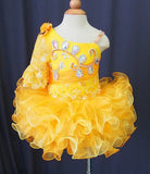 One Shoulder Glitz Baby Girl Cupcake Pageant Dress - ToddlerPageantDress