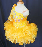 One Shoulder Glitz Baby Girl Cupcake Pageant Dress - ToddlerPageantDress