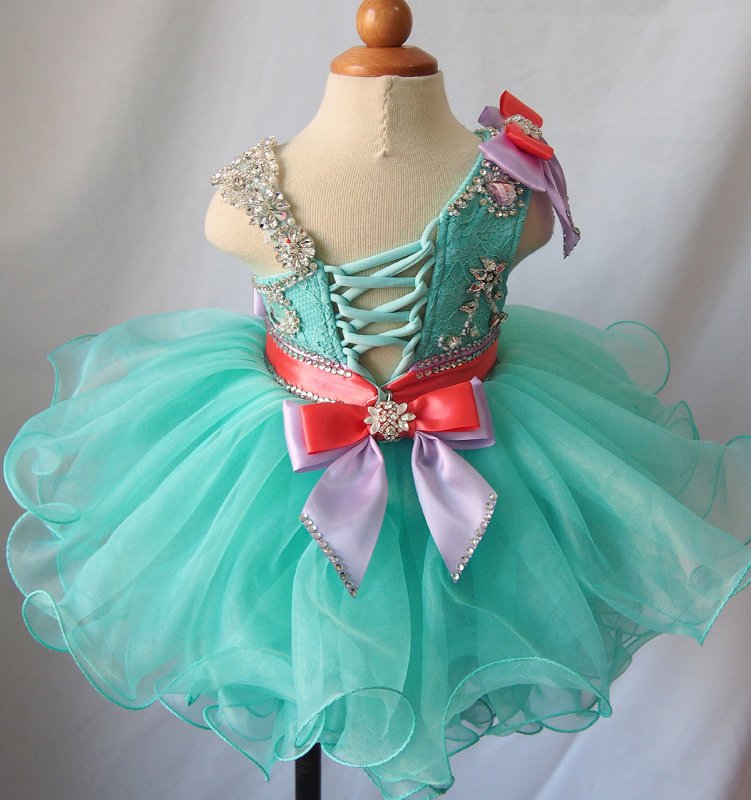 One Shoulder Little Miss/Baby Girl Cupcake Pageant Dress - ToddlerPageantDress