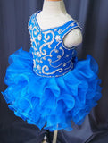 V Neck Beaded Bodice Little Girl/Baby Miss/Toddler Royal Cupcake Pageant Dress - ToddlerPageantDress