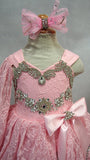 Stunning One Sleeve Child's Baby Doll Pageant Dress With Hair bow 1~4T - ToddlerPageantDress